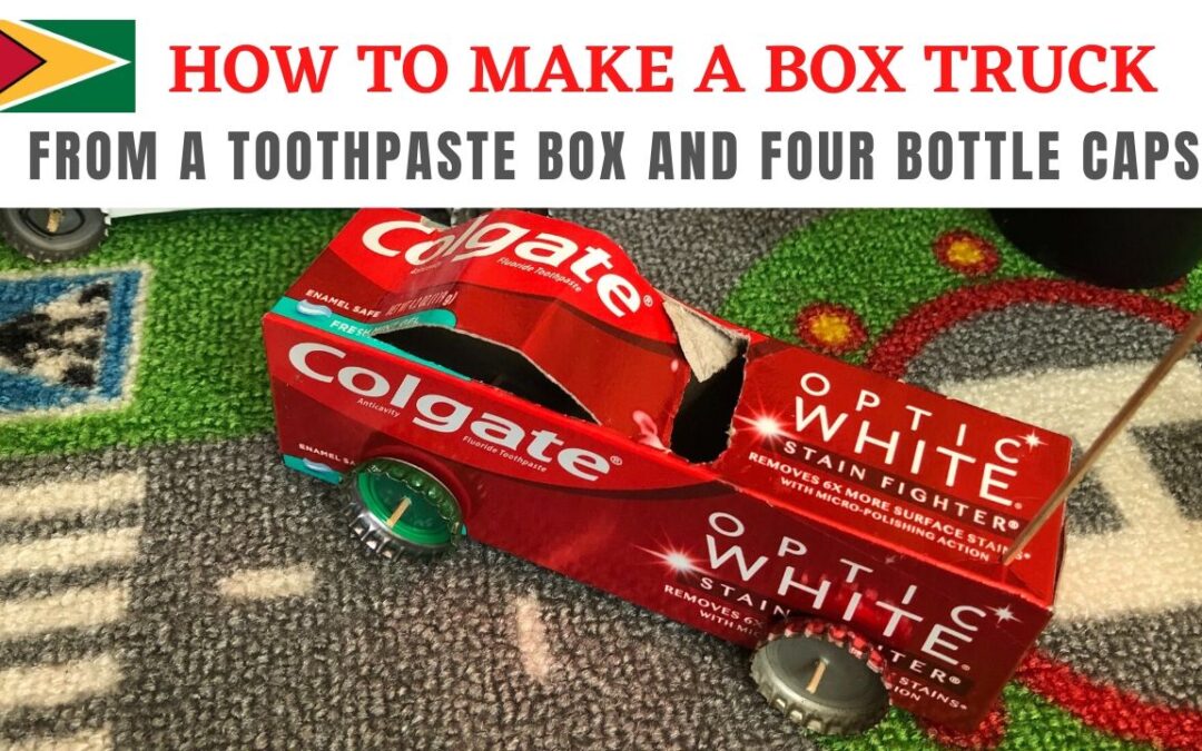How to make a box truck from a toothpaste box and 4 bottle caps